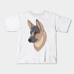 German Shepherd - one line drawing with colour Kids T-Shirt